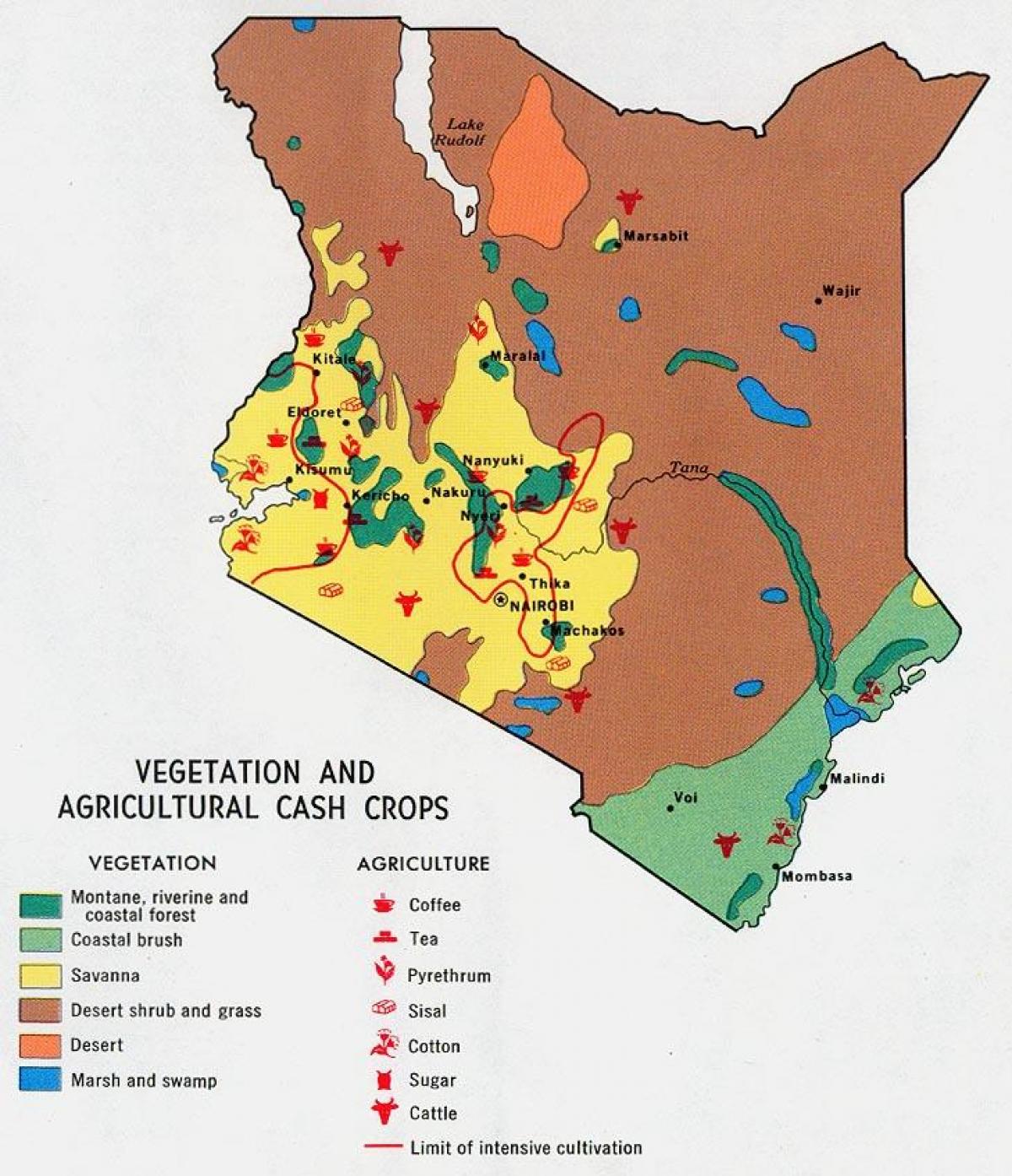 карта Кеніі прыродных рэсурсаў