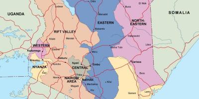 Карта палітычная карта Кеніі